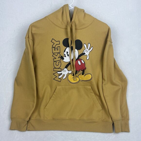 Disney Mickey Mouse Graphic Sweater Adult Medium Yellow Hoodie Sweatshirt - Picture 1 of 7